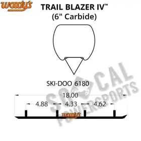 2157-W278155-87 WOODYS Iv Flat Top Carbide Runners Mx Ski-doo