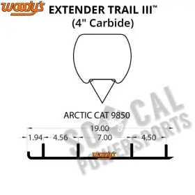 2232-W386305-72 WOODYS Extender Flat Top Carbide Runners Es
