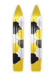 Pair Of Yellow/white/black Urban Camo Slydog Hell Hound 7-1/4" Snowmobile Skis. Fixed Price $171.00.